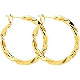 ToHeart Gold Hoop Earrings for Women Gold Plated Twist Hoop Earrings