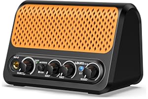 Mini Guitar Amp,LEKATO 10W Portable Electric Guitar Amplifier with Clean & Overdrive Channel,Reverb,Bluetooth Small Guitar Amp for Practice (Black-Orange)