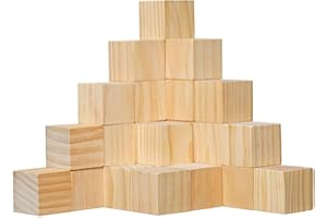 30 Pack Unfinished Wood Blocks 2 Inch - Solid Pine Wooden Cubes for Crafts, Sanded Smooth Natural Wood Squares for Carving, P
