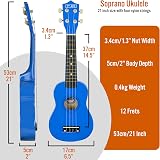 3rd Avenue Soprano Ukulele 21 Inch Beginner Pack Blue with Bag Stand Strap view 2