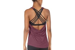 icyzone Women's Open Back Workout Athletic Yoga Tank Tops with Built in Bra