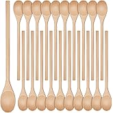 40 Pieces Wooden Spoons for Cooking Bulk 12 Inch Long Handle Cooking Mixing Oval Spoons Tasting Mixing Baking Serving Utensils, Wooden Decorative Spoon Gifts for Bridal DIY Carving Crafts, Drawing