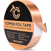Conductive Copper Tape 100% Pure Double Sided Adhesive Copper Foil Tape for Stained Glass, Guitars, EMI Shielding, Electric C