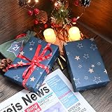 Topeedy Blue Star Pattern Wrapping Paper Roll 43cm x 15m Kraft Gift Wrap view 5