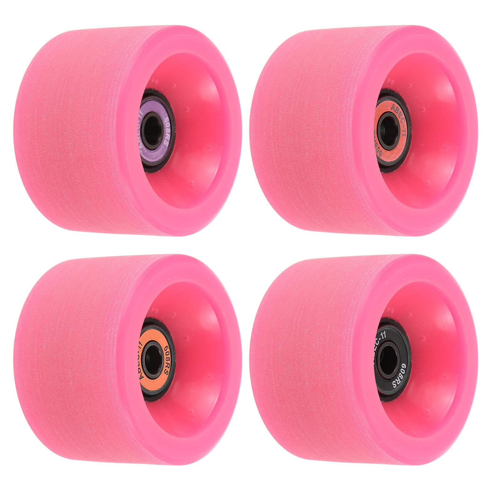 PATIKIL 65mm 78A Longboard Wheels with ABEC-11 Bearings, 4 Pack Soft Cruiser Wheels Street Wheels for Skateboards Skateboard Wheel PU Frosted, Pink