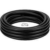 Black Reinforced Vinyl Tubing 3/8" id x 25 ft PVC Braided hose &amp; 2 Clamps | Flexible High Pressure General Purpose Line Tube Transfer Water Air Fuel for Sprayer Garden Irrigation Pond Drain, Anti-UV