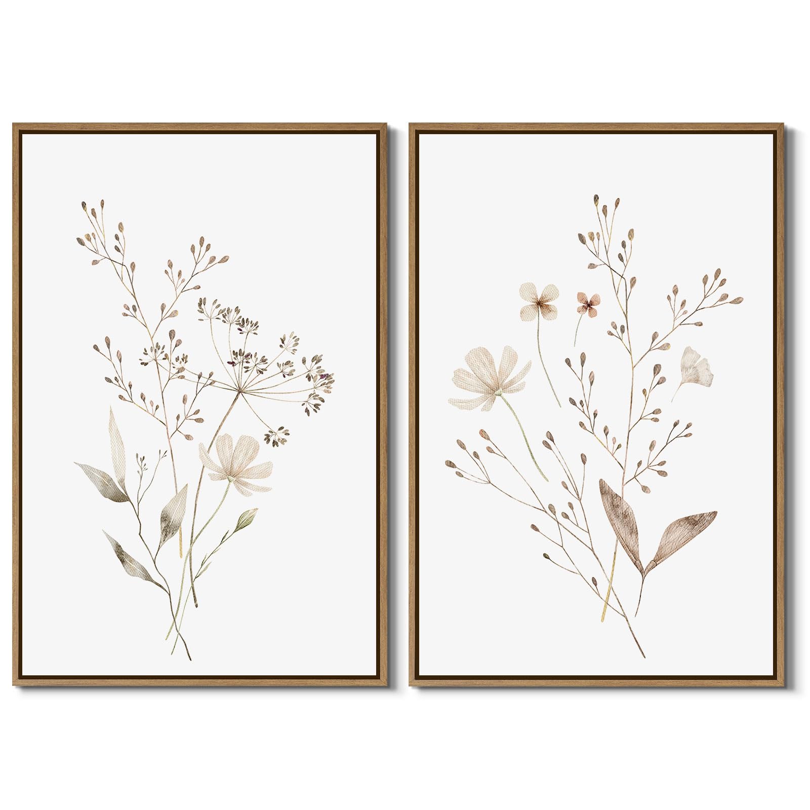 **CUT IN MIDDLE**Boho Wall Art Set of 2 Watercolor Botanical Floral ...