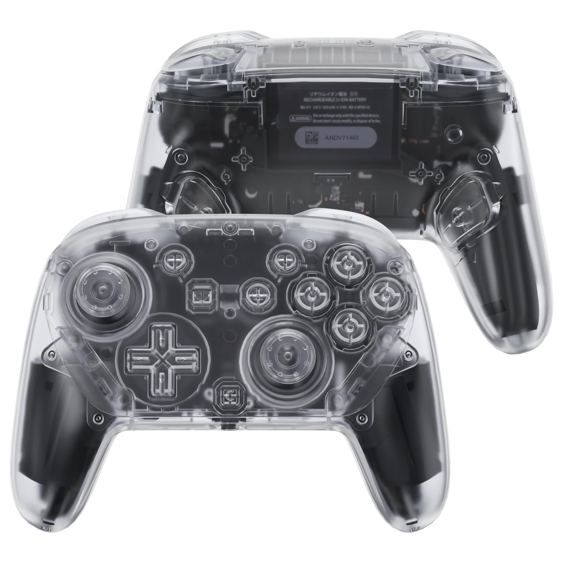 eXtremeRate DIY Replacement Full Set Shell Buttons for Nintendo Switch 2 Pro Controller, Custom Faceplate Rear Bottom Cover with Thumbsticks ABXY Dpad ZLZR Buttons for Switch 2 Pro Controller - Clear
