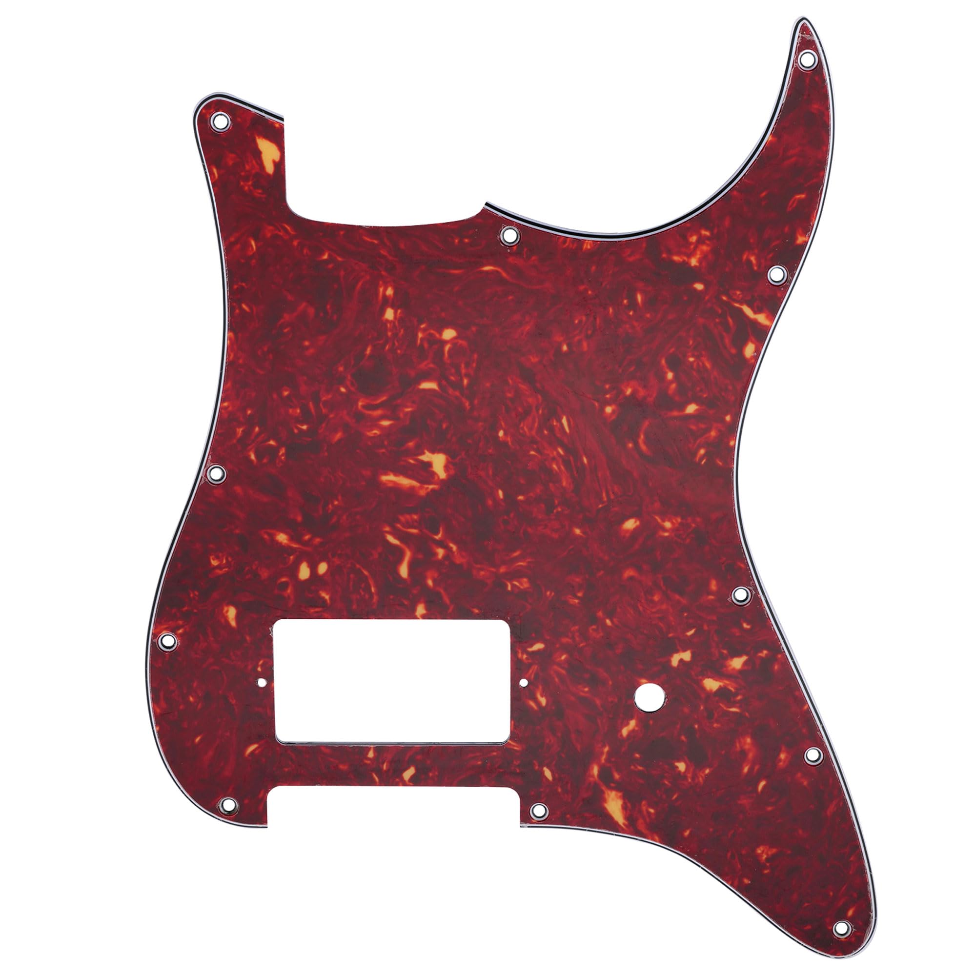 Musiclily Pro 11 Holes ST Strat One Humbucker Guitar Pickguard Scratch Plate for USA/Mexico Fender Tom Delonge Stratocaster Electric Guitar, 4ply Vintage Tortoise
