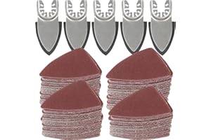 GULREAR 130Pcs Oscillating Tool Detail Sanding Pads Kit, 5Pcs Finger Sanding Pads, 125Pcs Sandpaper, 60/80/120/180/240 Grits Hook & Loop Multitool Sandpaper for Wood/Plaster Other Surfaces Polish Sanding