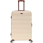 Rockland Melbourne Hardside Expandable Spinner Wheel Luggage, Checked Large 28", White