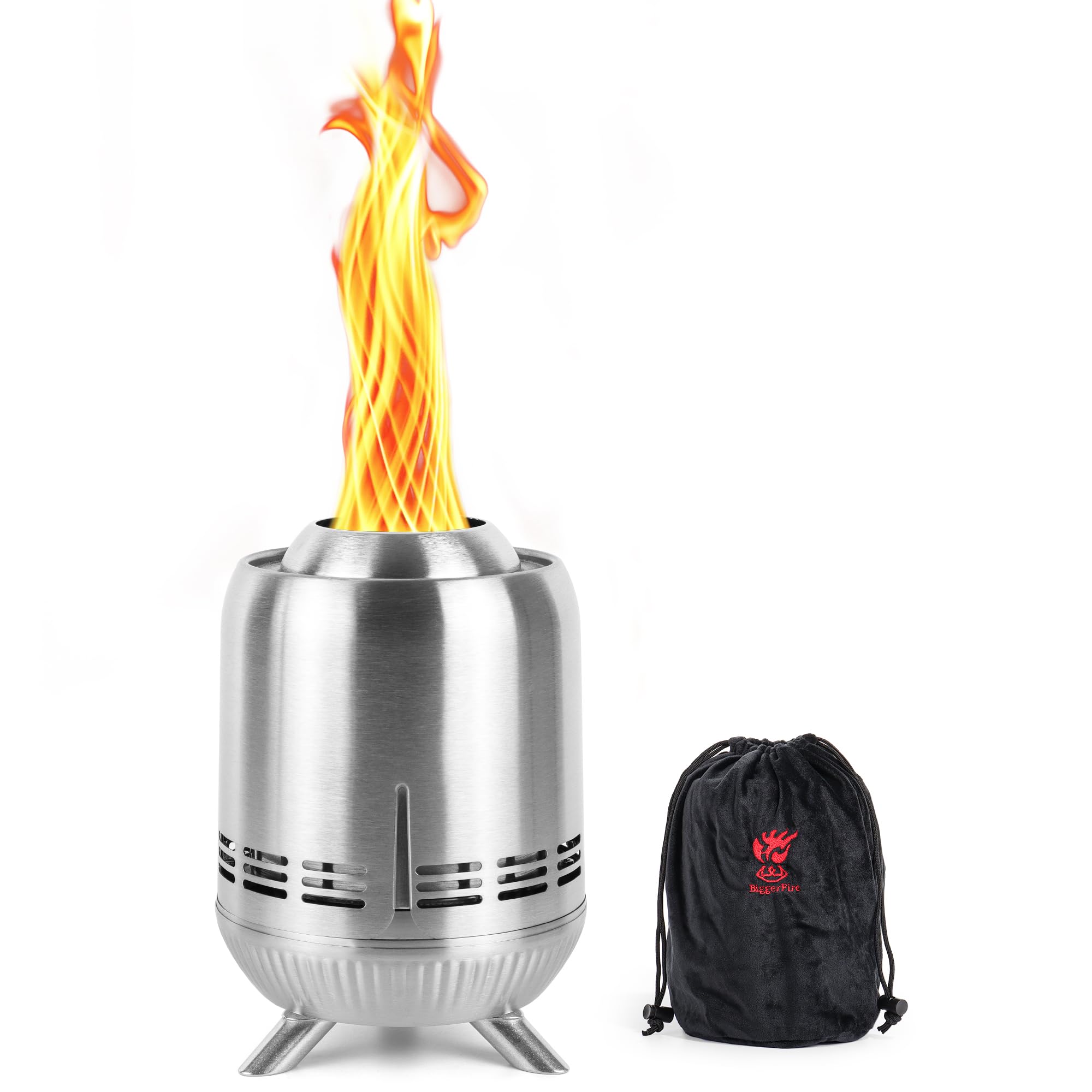 Tabletop Fire Pit, Smokeless Stainless Steel Mini Outdoor Stove, Low Smoke Burning Portable fire pits Firepit Fueled by Pellets or Wood, for Urban & Suburbs, with Travel Bag,23.2x16.3cm