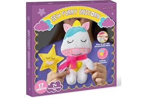 qollorette Fur Sewing Kit for Children, Sew Your Own Unicorn Toy Kids' Craft Kit - Sewing Kit for Kids, Learn to Sew & Play