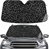 Windshield Sun Shade Dark Gray Leopard Cheetah Print Ram Front Window Block UV Shades Visor Reflective Retractable for Car SUV Trucks