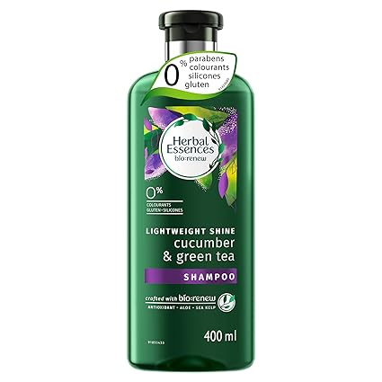 Herbal Essences Cucumber and Green Tea SHAMPOO-For Light weight Shiny Hair - No Paraben, No Colorants, 400 ML