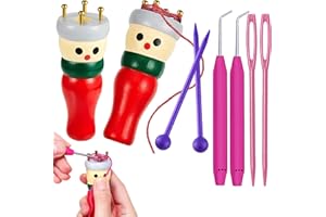 Tricotin French Knitting Doll Set – 2-Piece Wooden Spool Knitting Loom with Needles & Hooks – Handheld Yarn Craft Tool for Be