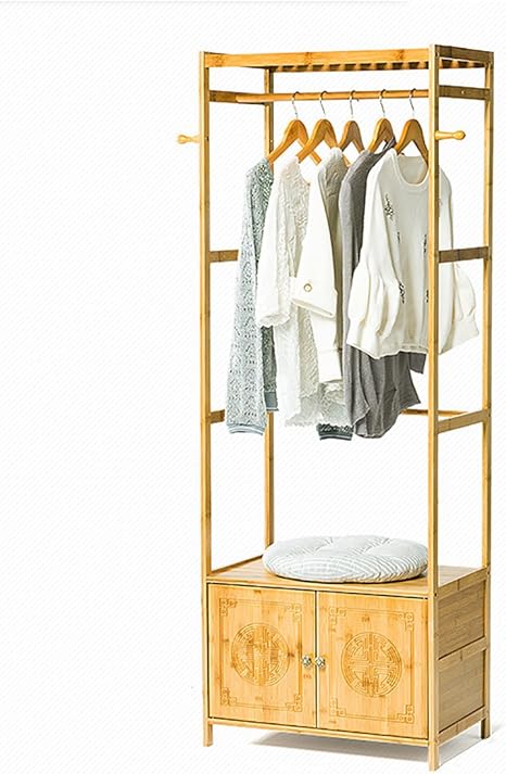 Zemin Floor Standing Coat Rack Clothes Hat Stand Hanger Shelf Bamboo Storage Cabinet Pole 2 Hooks 59 43 165cm Color Log Color Amazon Co Uk Kitchen Home