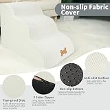 Nepfaivy 3-Step Dog Steps for Bed Non-Slip Foam Cover Beige 60x40x40cm view 4