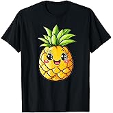 Cute Happy Pineapple Face Kawaii Fruit T-Shirt