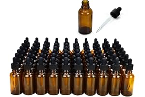 June Fox Glass Dropper Bottle,99 Pack 1oz Amber Glass Bottles with Glass Droppers and Black cap for Essential Oils, Lab Chemicals, Perfumes