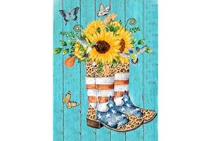 Miairivy Diamond Painting Kits for Adults-Sunflowers in Boots, 5D Full Drill Diamond Art, DIY Hummingbird Butterfly Gem Painting Set, Home Wall Decor and Gifts (12X16 inches)