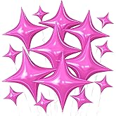 Hot Pink Star Balloons,15Pcs Rose Red Star Foil Balloon,26/18/10 Inch Quadrangle Helium Balloons for Valentine's Day Wedding Birthday Prom Anniversary Baby Shower Party Decorations