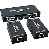 PW-HTS0102(POC) HDMI Splitter Extender 1X2 Port Over Cat5e/Cat6 Ethernet Cable No delay Up to 50m/165ft and Resolution Up to 1080P@60Hz(1 In 2 Out)