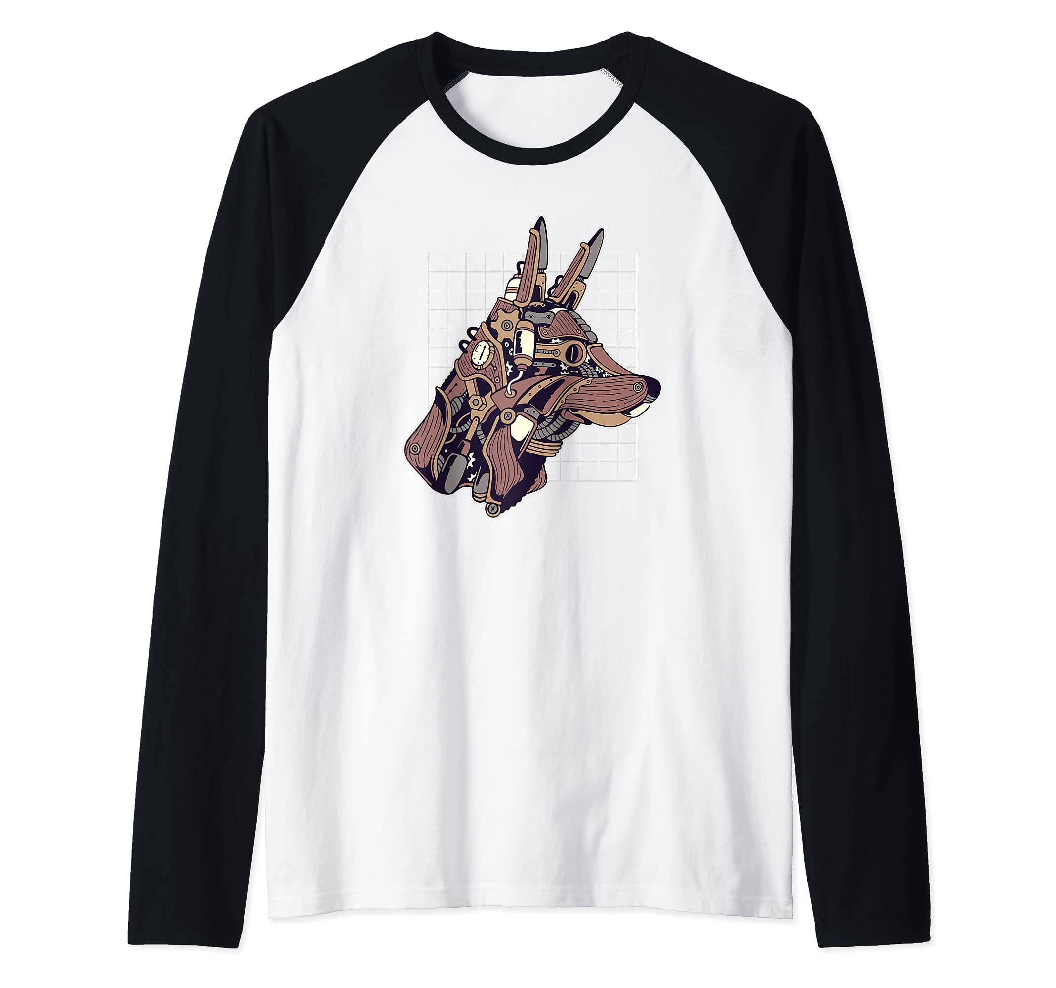 Vintage Fantasy Steampunk Retro Wolf Dog Animal Pet Raglan Baseball Tee