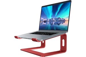 SOUNDANCE Laptop Stand, Aluminum Computer Riser, Ergonomic Laptops Elevator for Desk, Metal Holder Compatible with 10 to 15.6 Inches Notebook Computer, Red