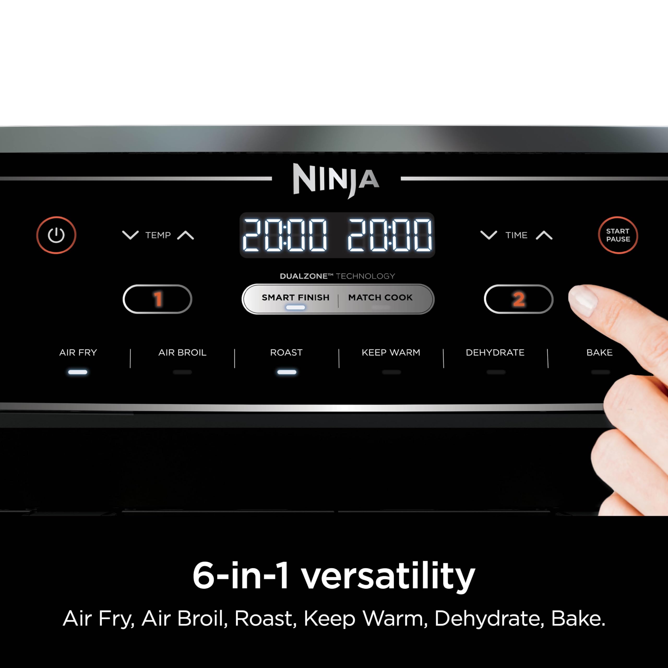 Ninja | Air Fryer | Finish Cooking Multiple Foods at the Same Time | 6-in-1 (Air Fry, Broil, Roast, Keep Warm, Dehydrate, Bake) | Fit up to 8lb Chicken Wings in the two 5 QT Baskets | DZ302