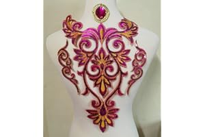 FJTANG 4pcs Flower Applique Patches Clothing DIY Embroidery Sticker Blossom (Hot Pink L Re)