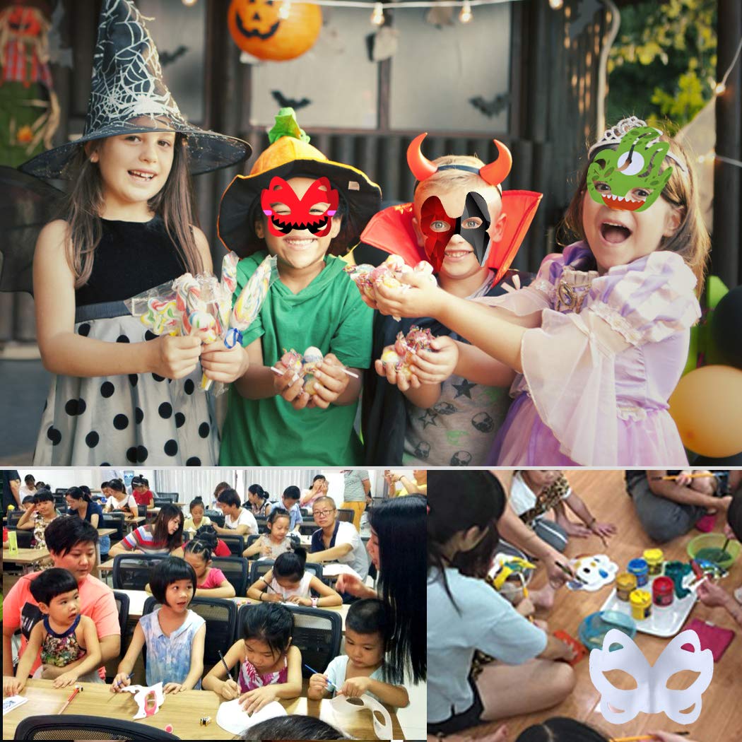 ZOYLINK White Mask, 12pcs Halloween Half Face Mask White Paper Mask DIY Mask Dance Cosplay Party Masquerade White Face Mask Halloween Masked for masquerade mardi gras fashion shows costume party