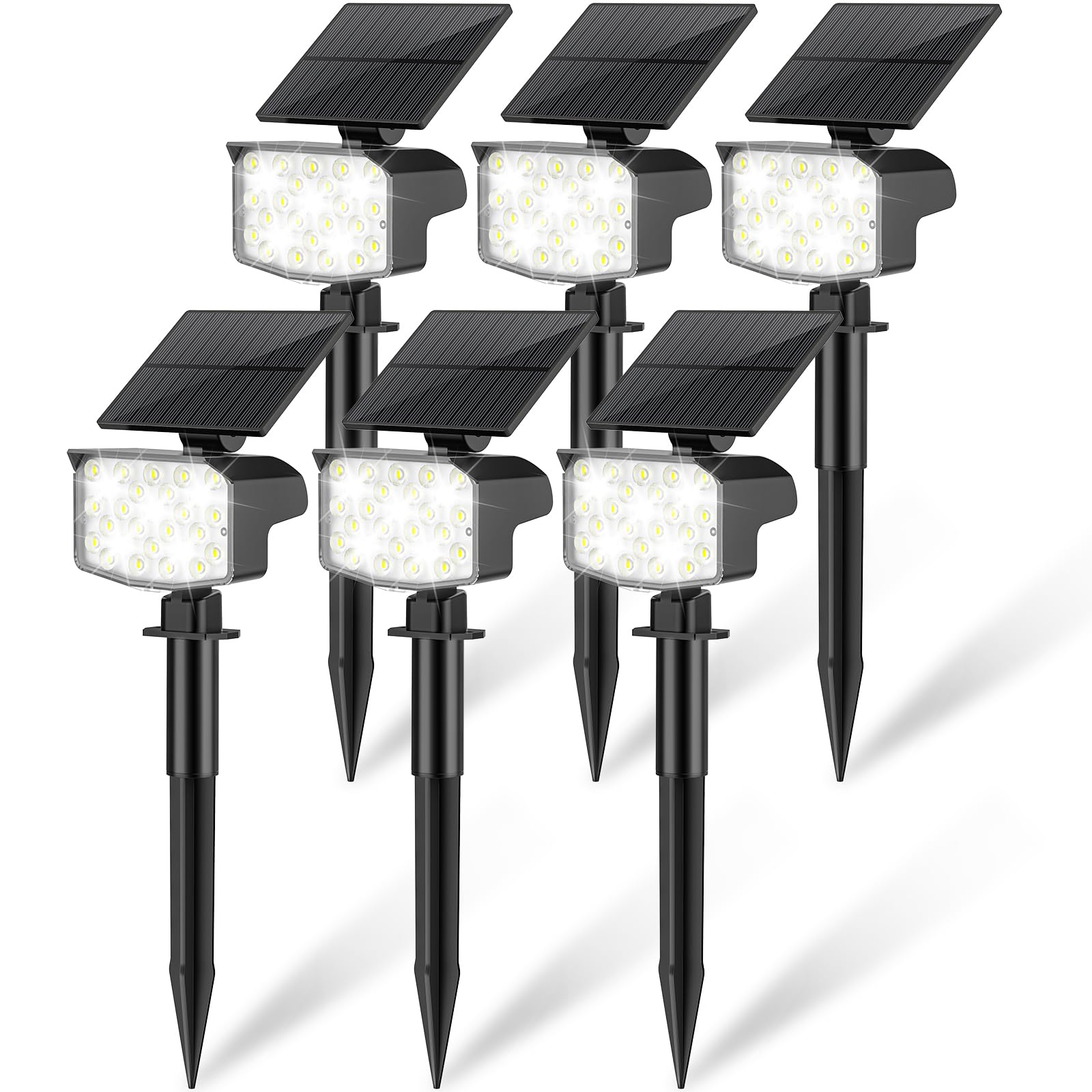 Photo 1 of NACINIC Solar Spot Lights Outdoor Waterproof Adjustable Solar Powered Landscape Lights for Yard 3 Long Time Lighting Modes Spotlights for Pathway Garden Outside Wall Pool Porch- 6 Pack, Cool White