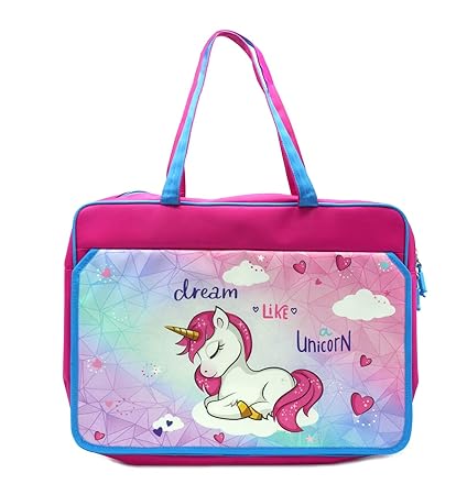 Weshopaholic Super Size Drawing/Activity Bags with Multiple Pockets for Kids/Teenagers(Make in India) (Pink-Dream Like Unicorn)