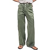 Flamingals High Stretch Straight Leg Mid Rise Double Button Patch Pocket Front Zipper Closure Comfort Womens Pants