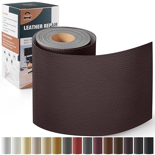Leather Repair Kit for Furniture 4"x 63" Leather Tape Repair Patch Self Adhesive Sofa Vinyl Repair Patch Kit for Car Seat,Couch,Boat Seat,Chair - Dark Brown