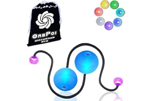 UltraPoi OrbPoi LED Poi Balls – USB Rechargeable Spinning Orb Flow w/ 30+ Color Modes – Glow Poi Balls w/LED Knob Handles & Soft Cases – LED Visual Poi for Rave Parties Festivals & Flow Arts