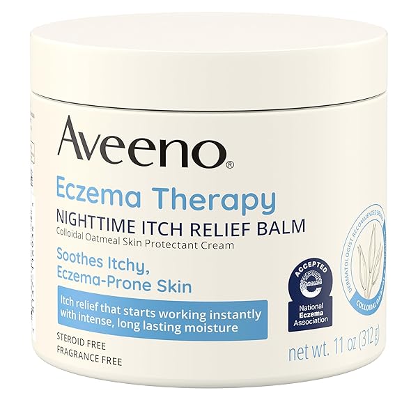 AVEENO ECZEMA THERAPY NIGHTTIME ITCH RELIEF BALM, COLLOIDAL OATMEAL FORMULA INSTANTLY SOOTHES ITCHY, ECZEMA-PRONE SKIN, MOISTURIZING BALM FOR SENSITIVE SKIN, STEROID- & FRAGRANCE-FREE, 11 OZ
