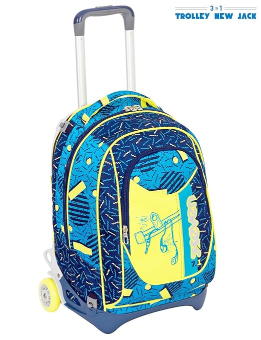 title=TROLLEY SEVEN NEW JACK- SWAG BOY- Blu Giallo- SGANCIABILE e LAVABILE- Scuola e