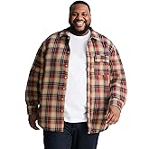 Big and Tall Flannel Shirts for Men Long Sleeve Plaid Button Down Casual Shirt with Adjustable Sleeves and Pockets