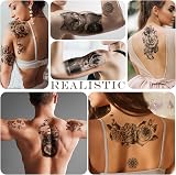 BASIFA 77 Sheets Temporary Tattoos for Women Men Realistic Lion Wolf Owl Snake view 5