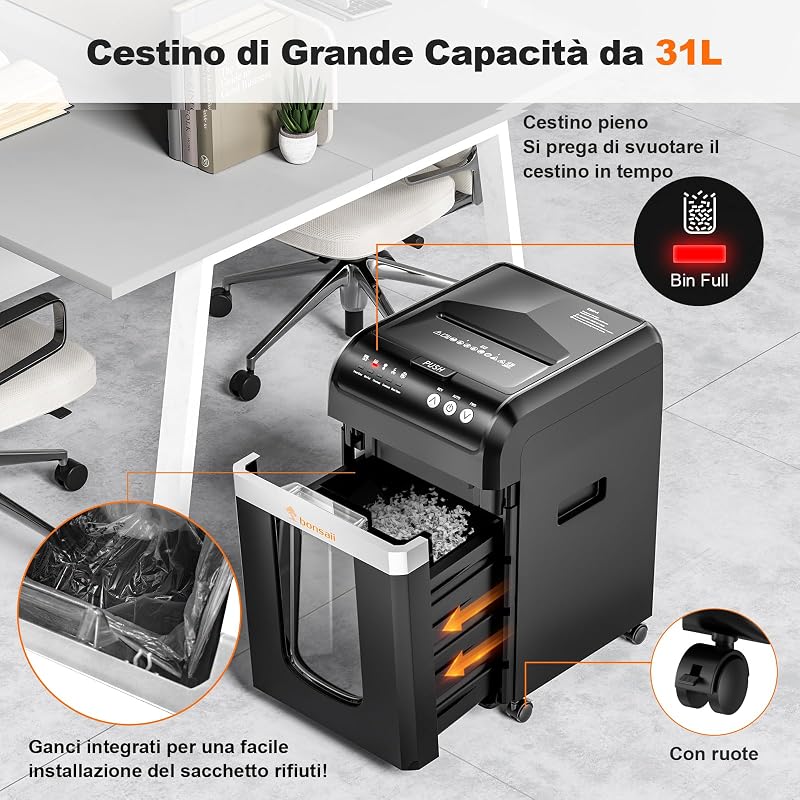 Distruggidocumenti Auto 200 Fogli, Microframmento P-4