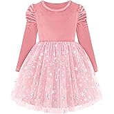Bkixhv Toddler Girls Velvet Christmas Dress Kids Long Sleeve Snowflake Tulle Tutu Party Dresses Baby Fall Winter Outfits