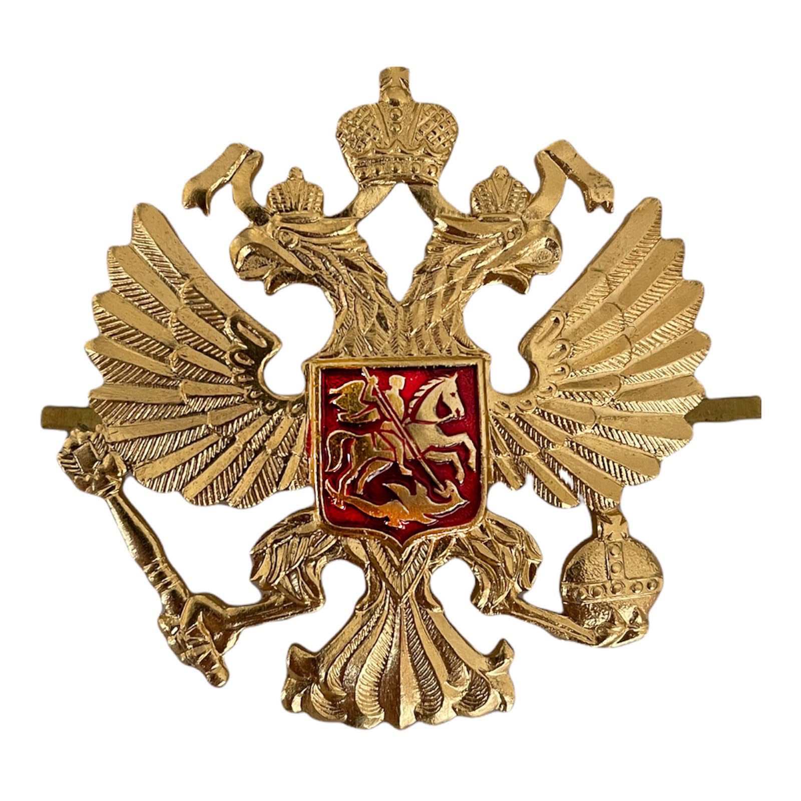 Russian Army Military Uniform 2-Headed Eagle Hat Cap Beret Metal Brooch Badge