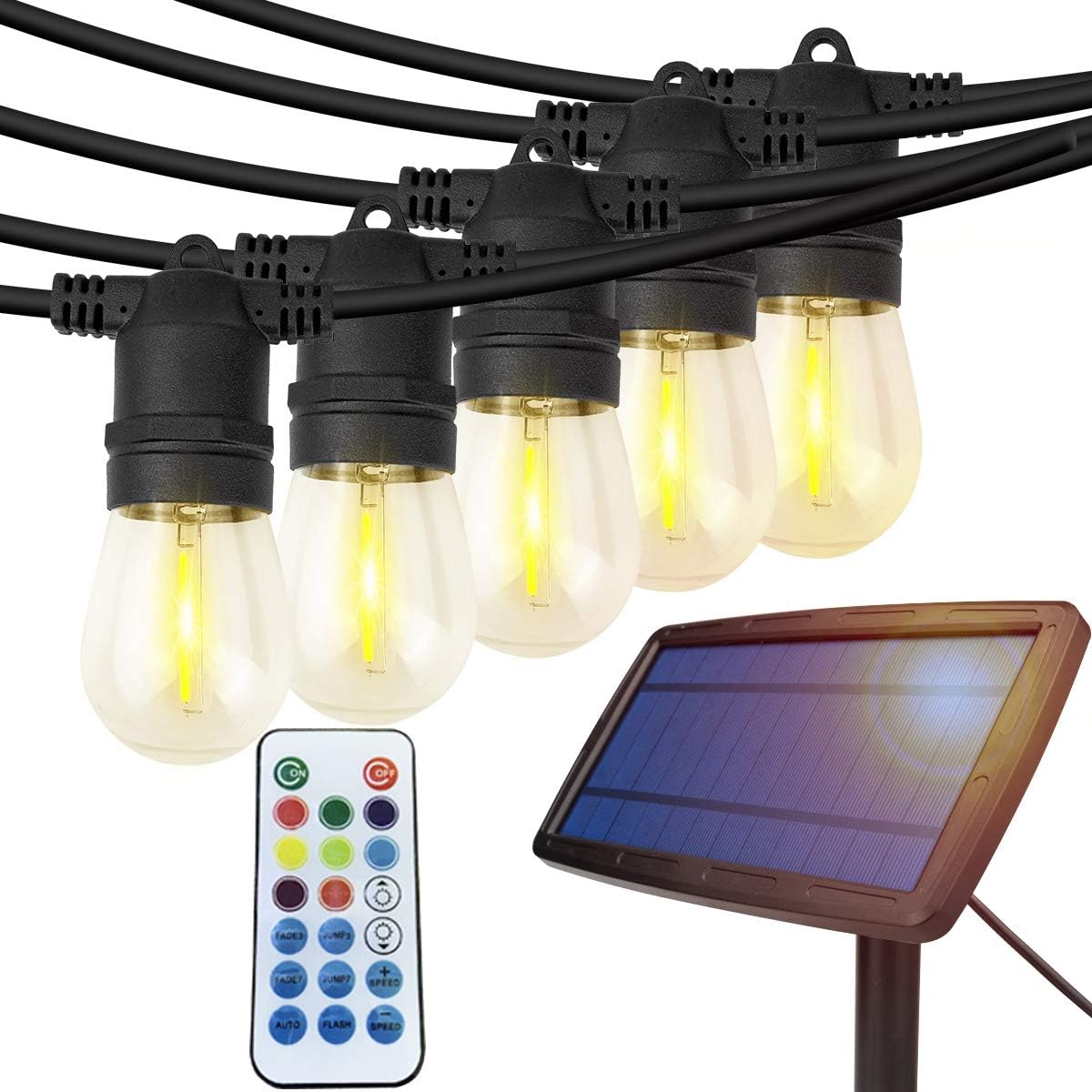 Alitade - Guirnalda de luces solares para exteriores con bombillas LED