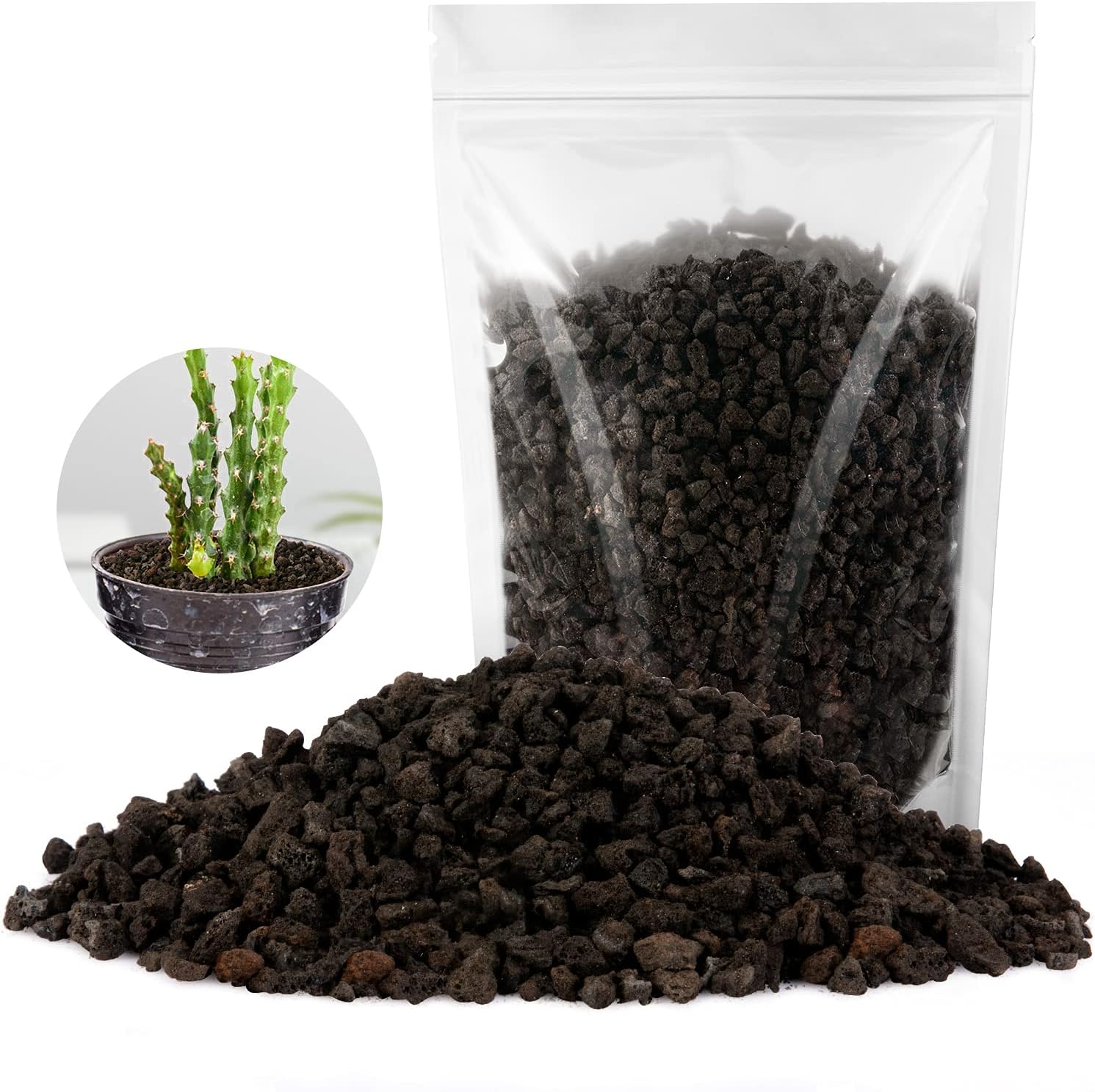 Hardscaping Materials - 2.2LB Black Volcanic Stone Lava Stone Flowerpot,Lava Rocks for Plants, Fish Tank and Swimming Pool Decorative Stone,RIFNY Horticultural Lava Rocks Soil Additive for Cacti Succulents Plants Indoor