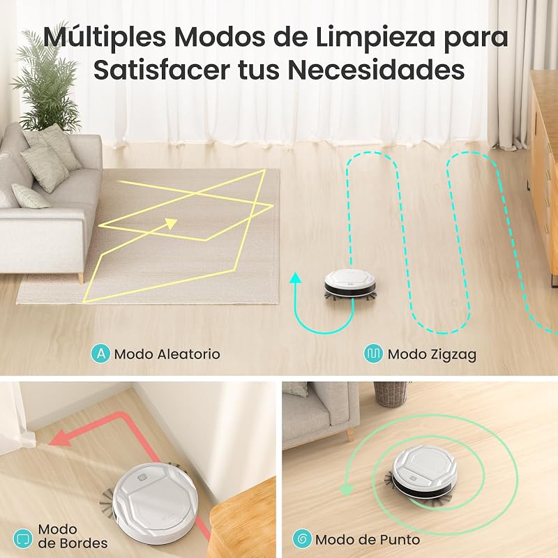 M210 Robot Aspirador, 2200Pa, 120min, Suelos Duros, Modo Silencioso