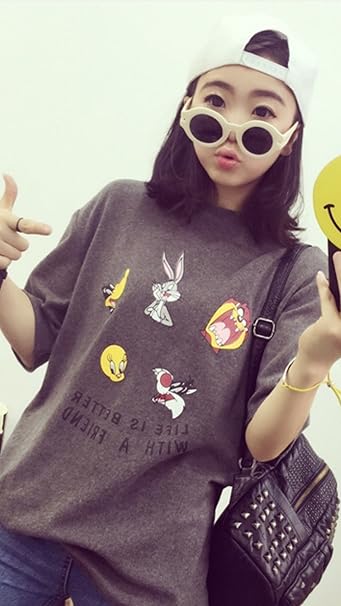 Amazon M W 可愛い 動物柄 韓国バージョン カジュアルシャツ 半袖 Tシャツ ボートネック 着回しコーデ レディースファッション 服 レディース グレー Tシャツ カットソー 通販 Amazon M W 可愛い 動物柄 韓国バージョン カジュアルシャツ 半袖 Tシャツ ボートネック 着回しコーデ レディースファッション 服 レディース グレー Tシャツ カットソー 通販