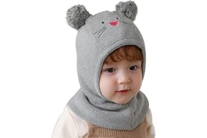 LLmoway Baby Toddler Kids Winter Hats Warm Windproof Knit Scarf Hood Fleece Hat