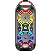 ABigDay Party Bluetooth Speaker Up to 40W Sound Peak, Dynamic LED Lights, 8 Vibrant Colors & 5 Light Modes, Micro SD Slot, AUX, USB & Microphone Input, 6-Hours Playtime, Ideal for Events & Parties